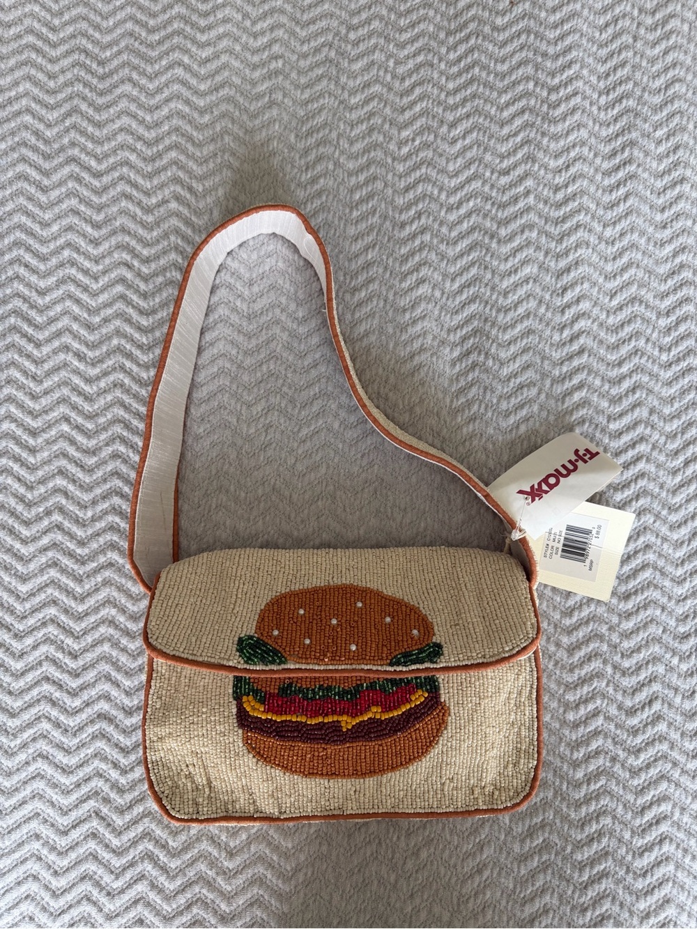 NWT Sol and Mer Beaded Hamburger Shoulder Bag Novelty Purse TJ Maxx Foodie - Picture 6 of 8